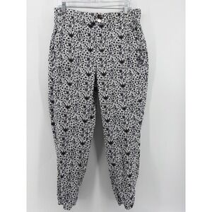 INC International Concepts Womens Pants Black White Floral Print High Rise 14